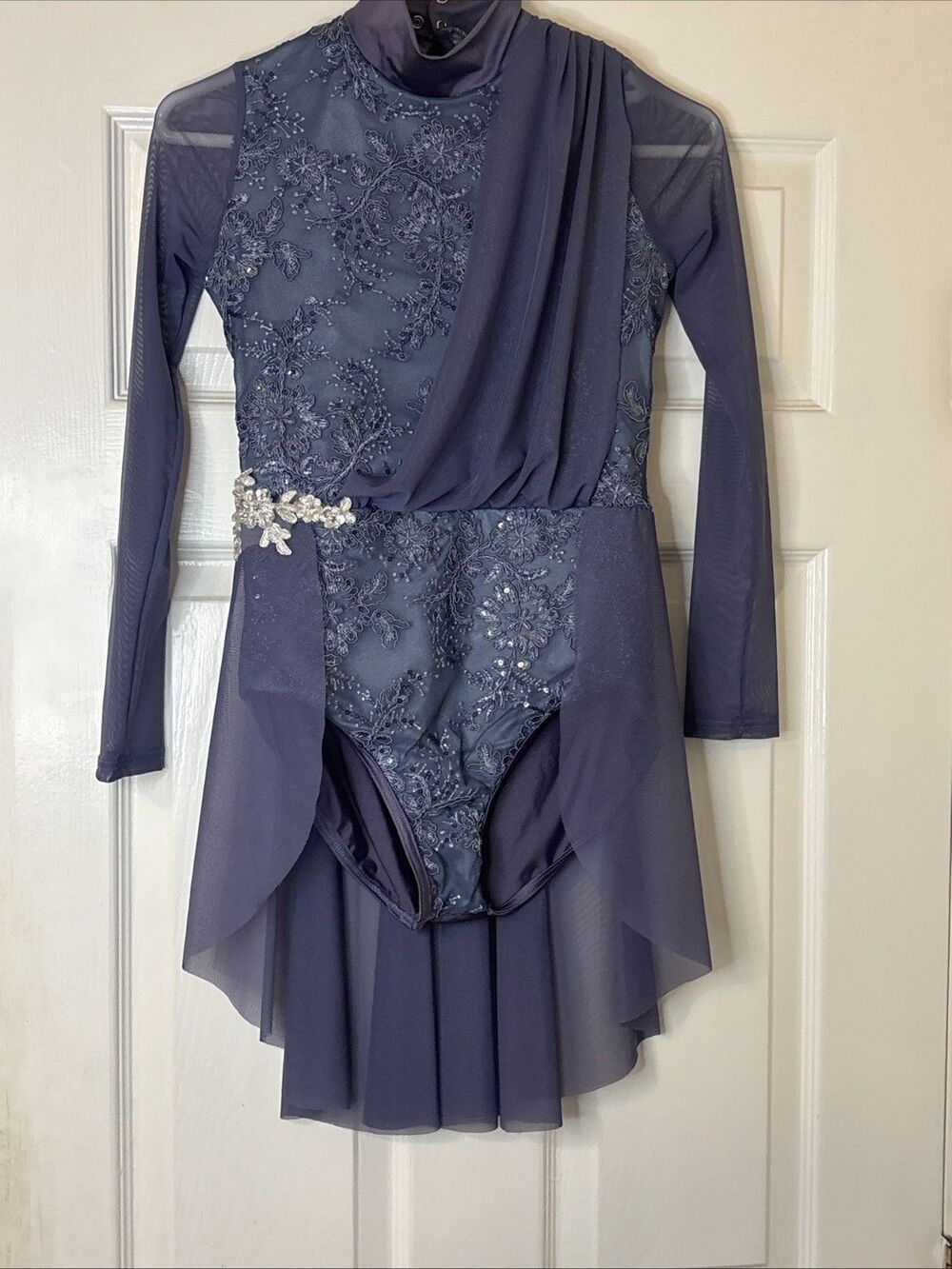 WEISSMAN LC LOVELY DUSTY BLUE SEQUINNED DANCE OUTFIT-WORN ONCE